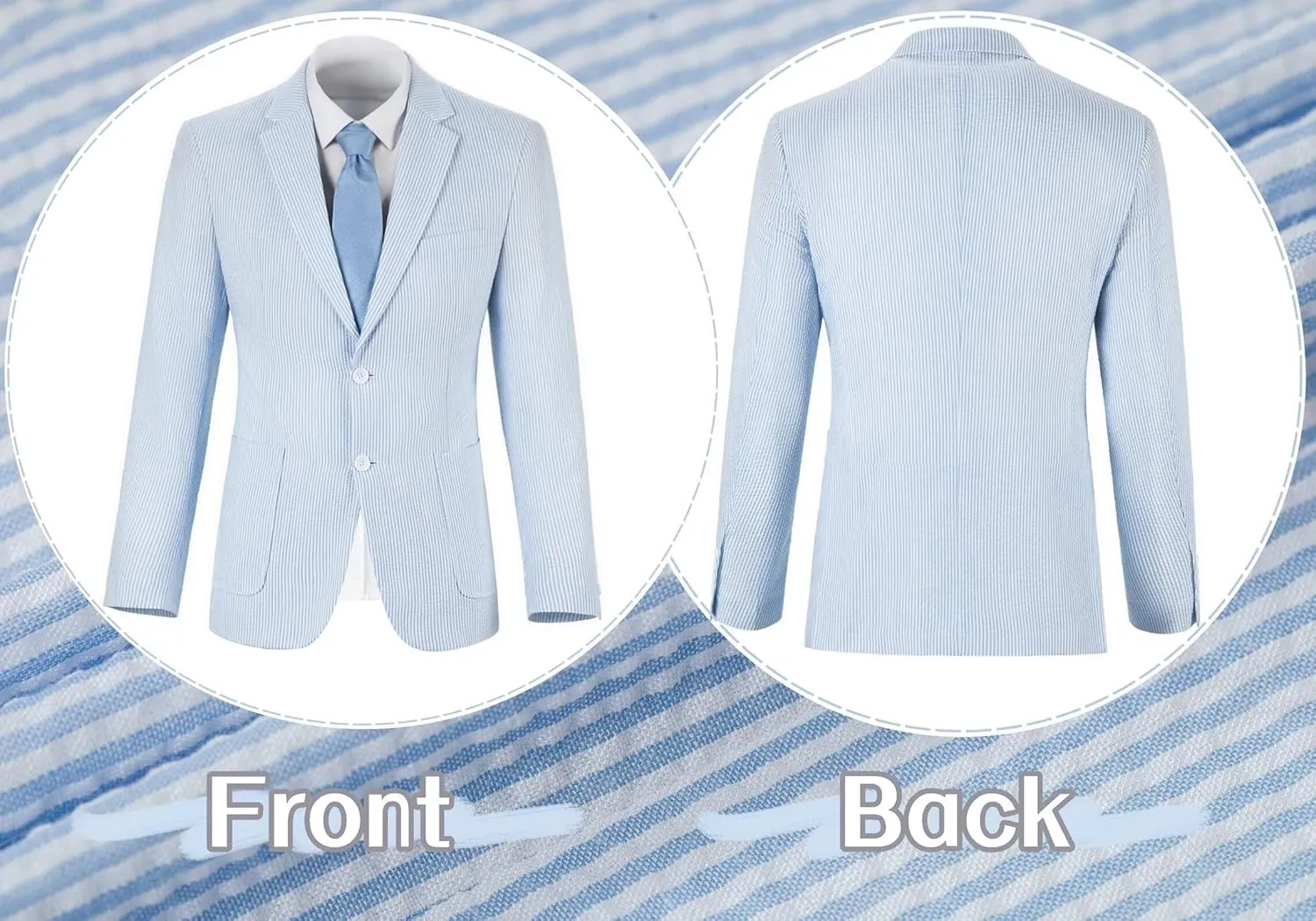 ROZU Boys Seersucker Blazer Lightweight Breathable Jacket Casual Stylish Summer Sport Coat for Wedding Travel