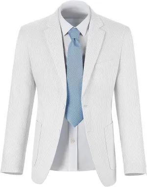 ROZU Boys Seersucker Blazer Lightweight Breathable Jacket Casual Stylish Summer Sport Coat for Wedding Travel