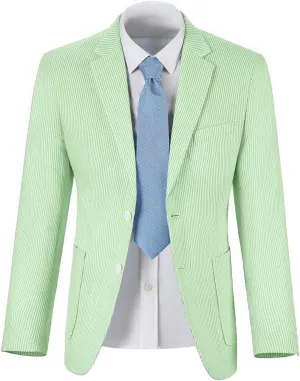 ROZU Boys Seersucker Blazer Lightweight Breathable Jacket Casual Stylish Summer Sport Coat for Wedding Travel