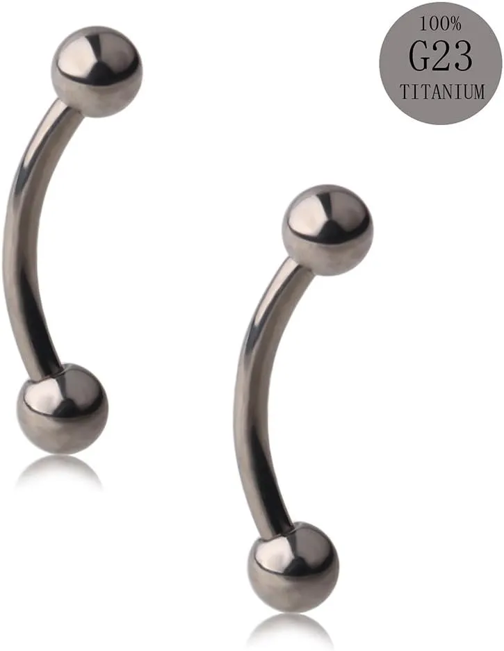 Ruifan 20g 18g 16g Rook Piercing Jewelry Titanium Externally Threaded Curved Barbell Eyebrow Tragus Helix Conch Lobe Labret Earrings Lip Rings Body Piercing Jewelry For Women Men Ball Spike 6mm-19mm