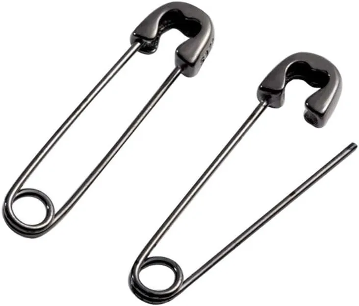 S925 Silver Simple Paper Clip Earrings Stylish Punk Goth Safety Pin Earrings