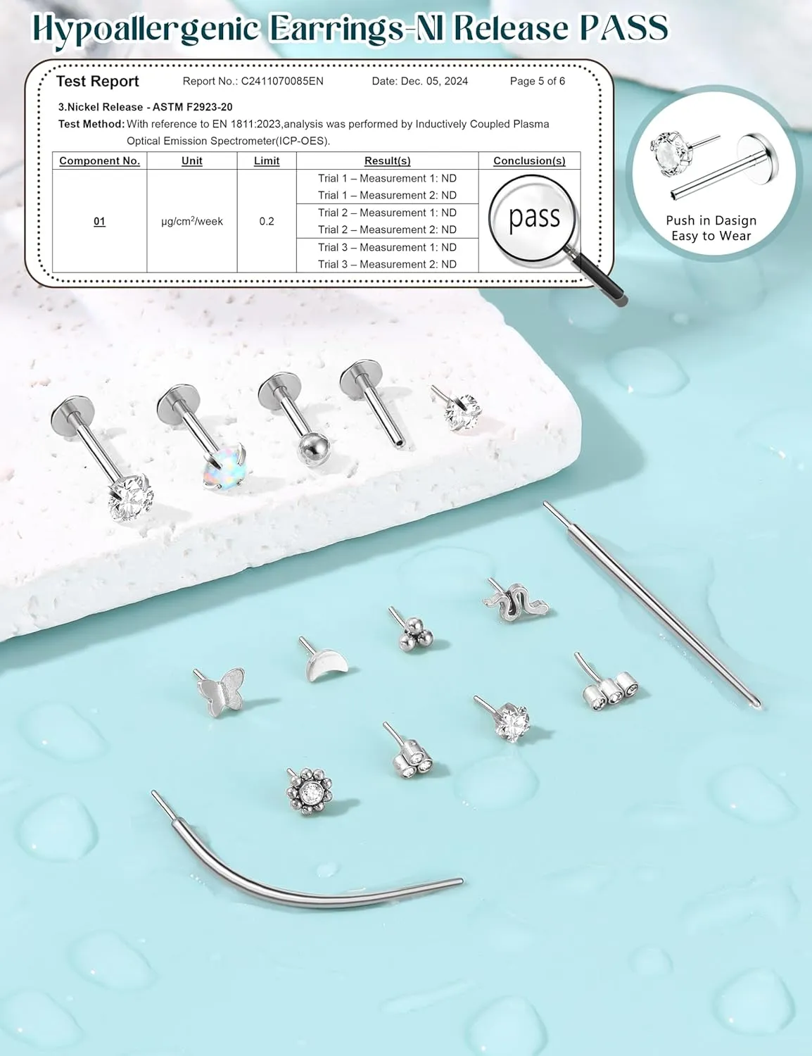 SAILIMUE 14K Gold Filled Threadless Nose Rings Studs - 20G 18G 16G Nose Rings for Women Men Hypoallergenic Surgical Steel Threadless Flat Back Earrings Nose Nostril Medusa Helix Tragus Piercing Jewelry Small Push in Flat Back Nose Studs