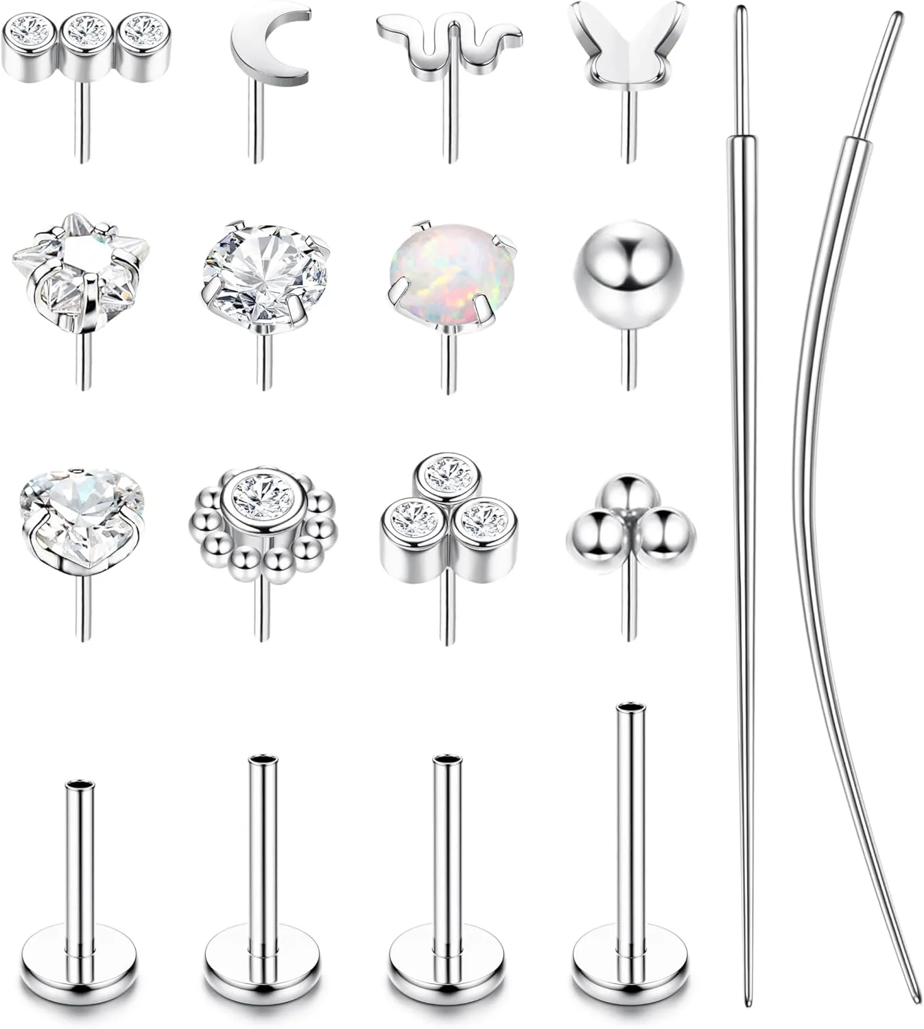 SAILIMUE 14K Gold Filled Threadless Nose Rings Studs - 20G 18G 16G Nose Rings for Women Men Hypoallergenic Surgical Steel Threadless Flat Back Earrings Nose Nostril Medusa Helix Tragus Piercing Jewelry Small Push in Flat Back Nose Studs