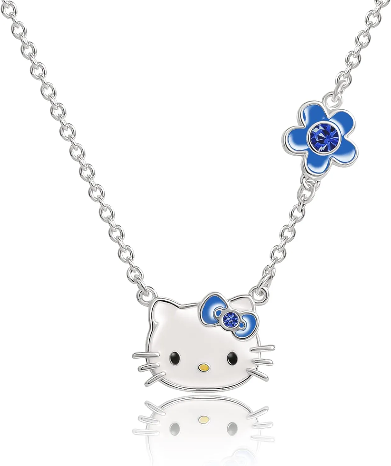 SALLY ROSE Sanrio Hello Kitty Birthstone Necklace 18" - Silver Plated Hello Kitty Necklace with Birthstone Officially Licensed