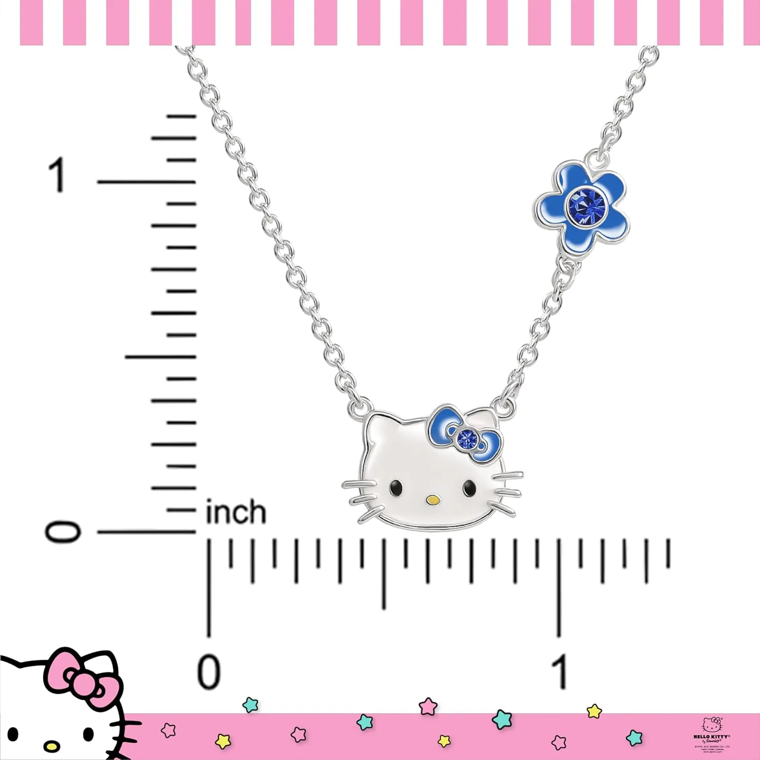 SALLY ROSE Sanrio Hello Kitty Birthstone Necklace 18" - Silver Plated Hello Kitty Necklace with Birthstone Officially Licensed