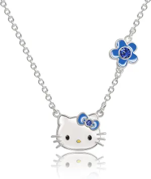SALLY ROSE Sanrio Hello Kitty Birthstone Necklace 18" - Silver Plated Hello Kitty Necklace with Birthstone Officially Licensed