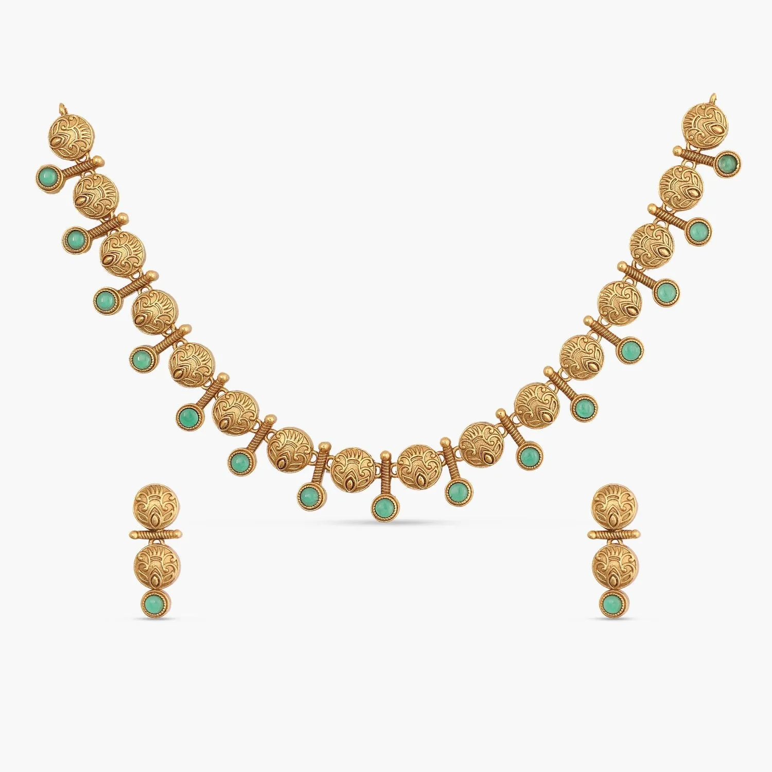 Samara Antique Green kempu Necklace Set
