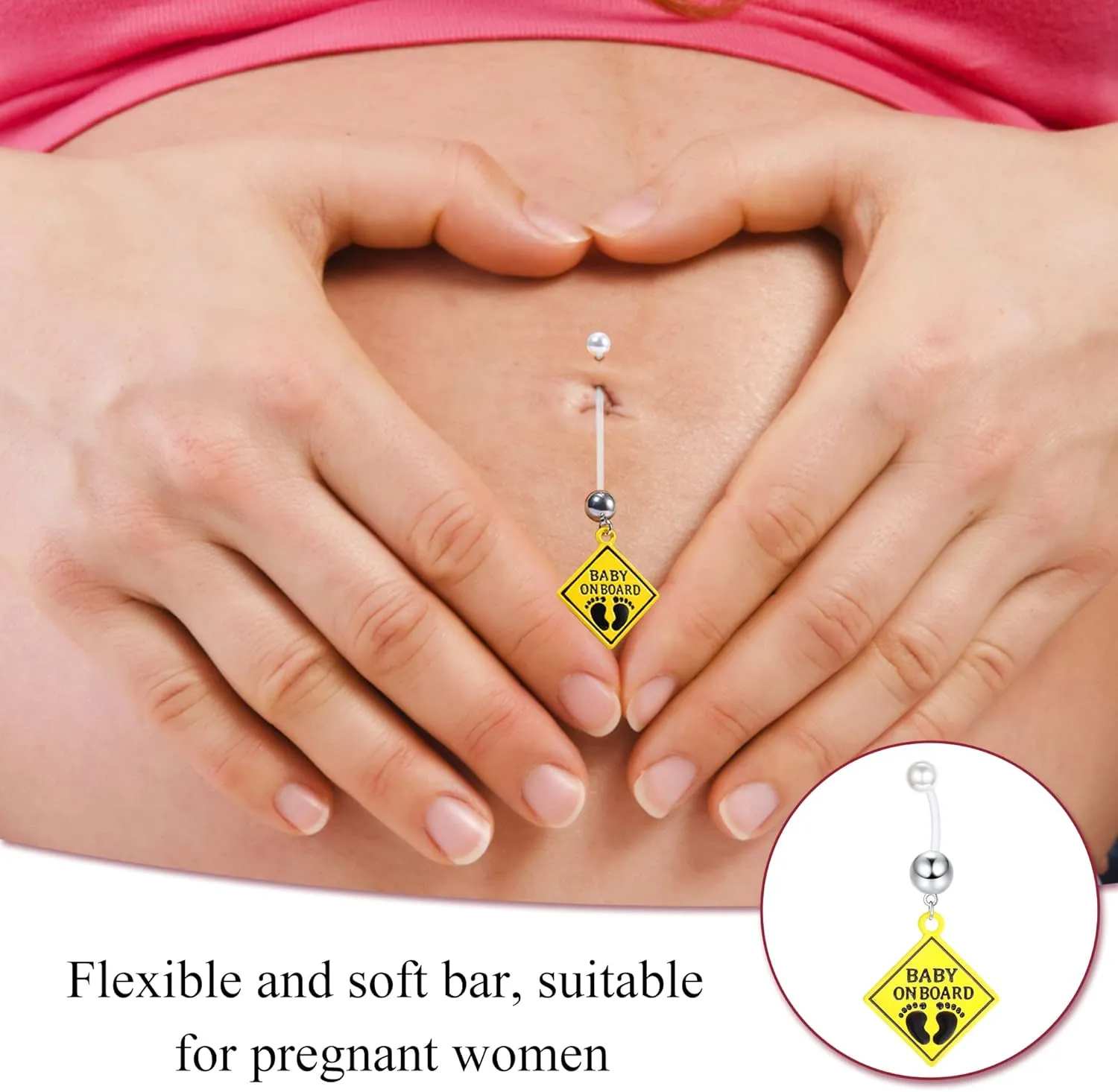 Sanfenly Plastic Pregnancy Belly Button Rings Long Bar Navel Rings Flexible Clear Acrylic Bioplast Sport Maternity Belly Navel Ring Retainer Belly Piercing Jewelry 14G 14/16/18/32/35/38mm