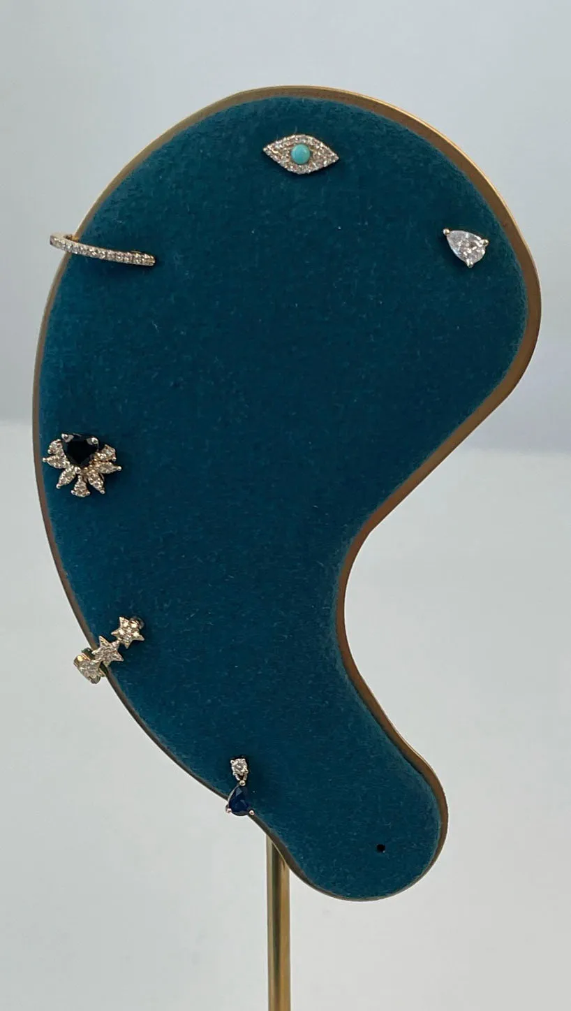Sapphire Diamond Burst Single Stud - 14KY
