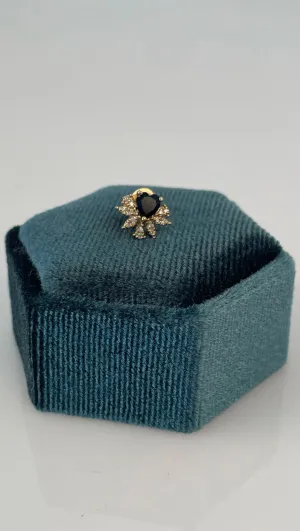 Sapphire Diamond Burst Single Stud - 14KY