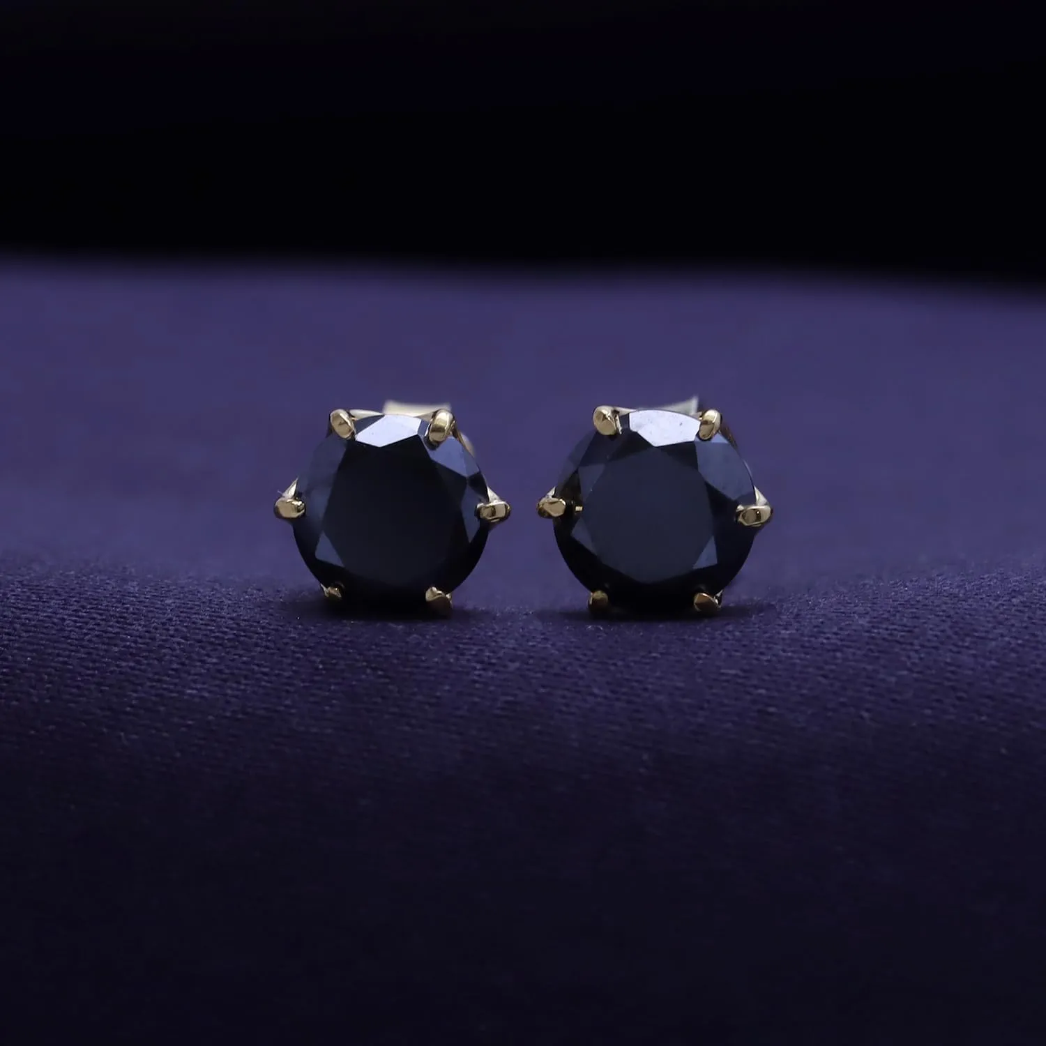SAVEARTH DIAMONDS Black Moissanite Stud Earrings 2ct 925 Sterling Silver Gold Plated Ear Studs for Women
