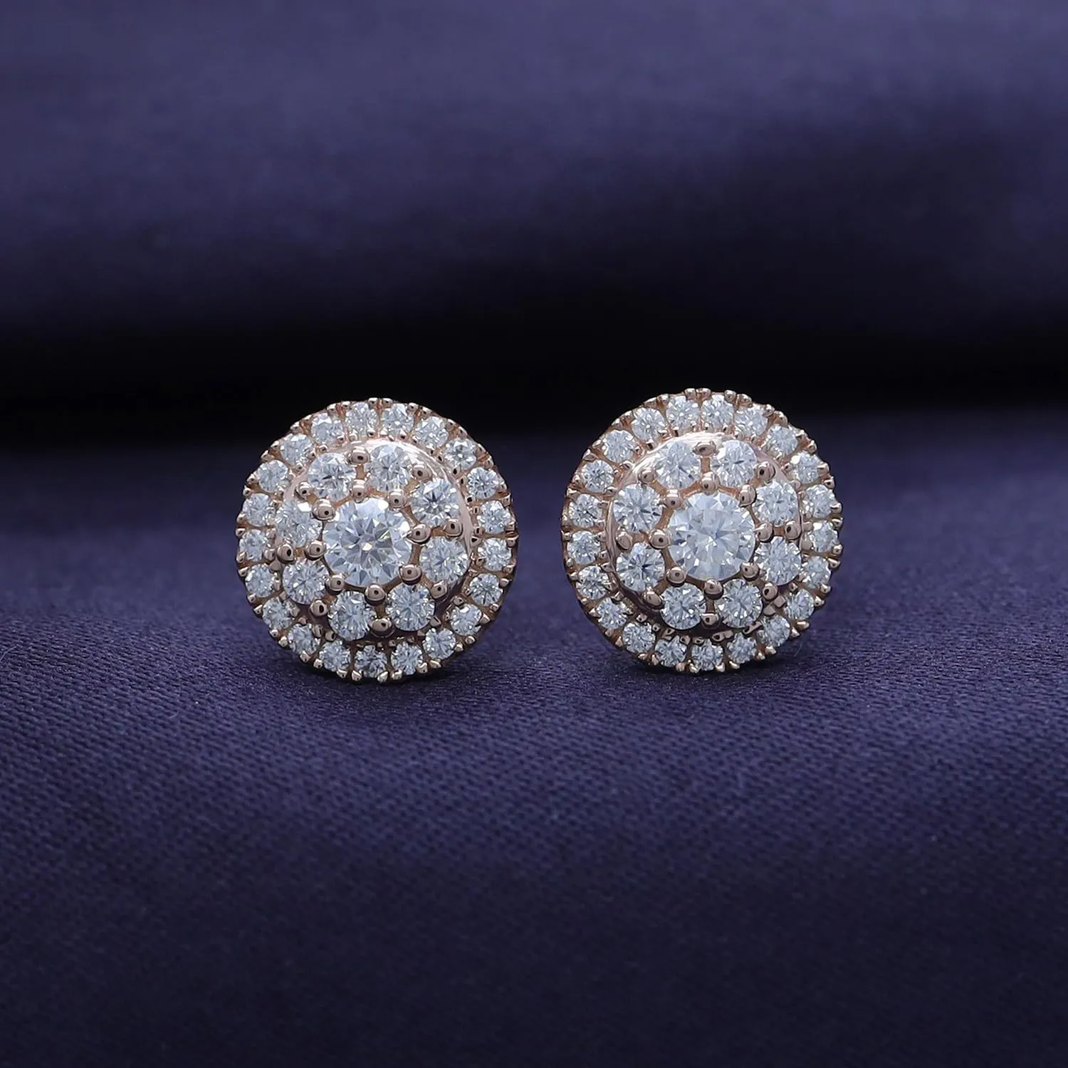 SAVEARTH DIAMONDS Moissanite & Lab Grown Diamond Earrings, 925 Sterling Silver Studs for Women Men,VVS1 Clarity, 14K Gold Plated Small Earrings Studs with Screw Back