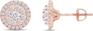 SAVEARTH DIAMONDS Moissanite & Lab Grown Diamond Earrings, 925 Sterling Silver Studs for Women Men,VVS1 Clarity, 14K Gold Plated Small Earrings Studs with Screw Back