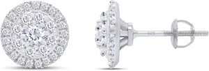 SAVEARTH DIAMONDS Moissanite & Lab Grown Diamond Earrings, 925 Sterling Silver Studs for Women Men,VVS1 Clarity, 14K Gold Plated Small Earrings Studs with Screw Back
