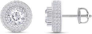 SAVEARTH DIAMONDS Moissanite Stud Earrings 2.50Ct,18K Gold Plated 925 Sterling Silver Screw Back, Lab Created Round Cut Brilliant D Color VVS1 Clarity Moissanite Diamond Earrings Studs for Women Men