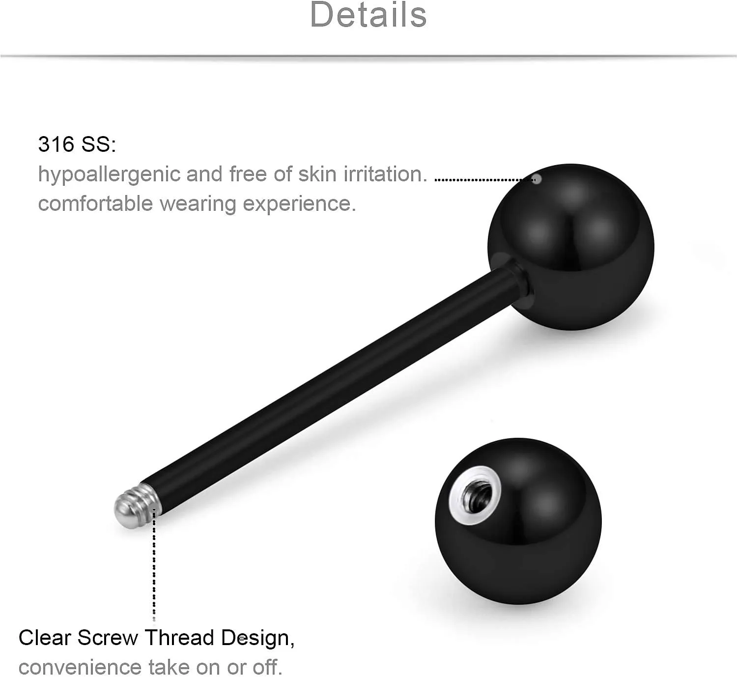 SCERRING 14G Stainless Steel Tongue Barbell Ring Nippleings Nipple Rings Shinny Acrylic Glow in Dark Opal Gilitter Balls Body Piercing Jewelry Retainer 14mm 16mm 36PCS