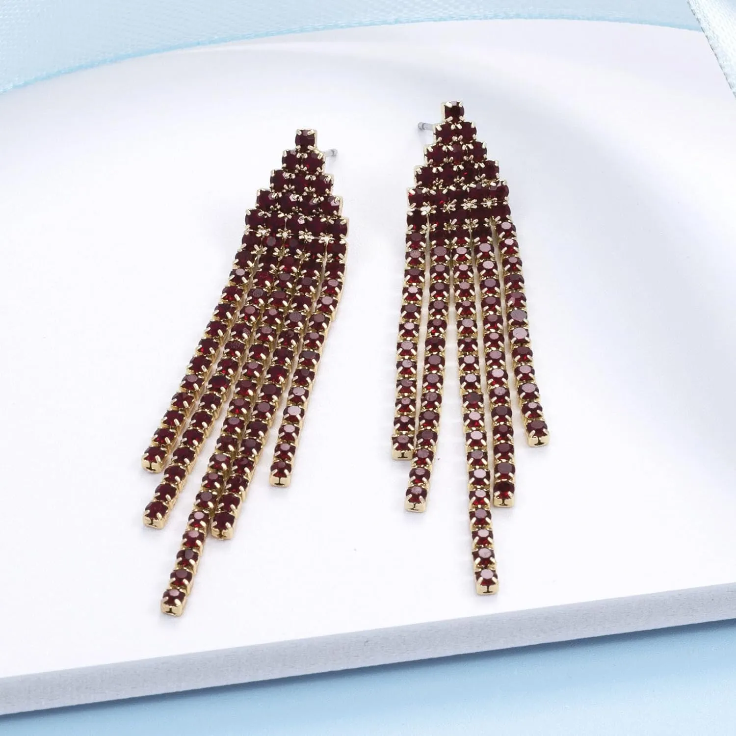 SELOVO Chandelier Tassel Dangle Linear Drop Earrings Party Jewelry Clear Austrian Crystal