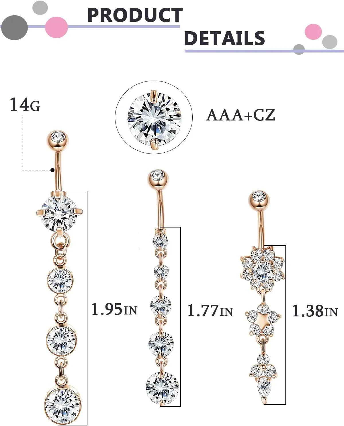 SEVENSTONE 10PCS Stainless Steel Belly Button Rings for Girls Women Navel Piercing Bars Body Jewelry