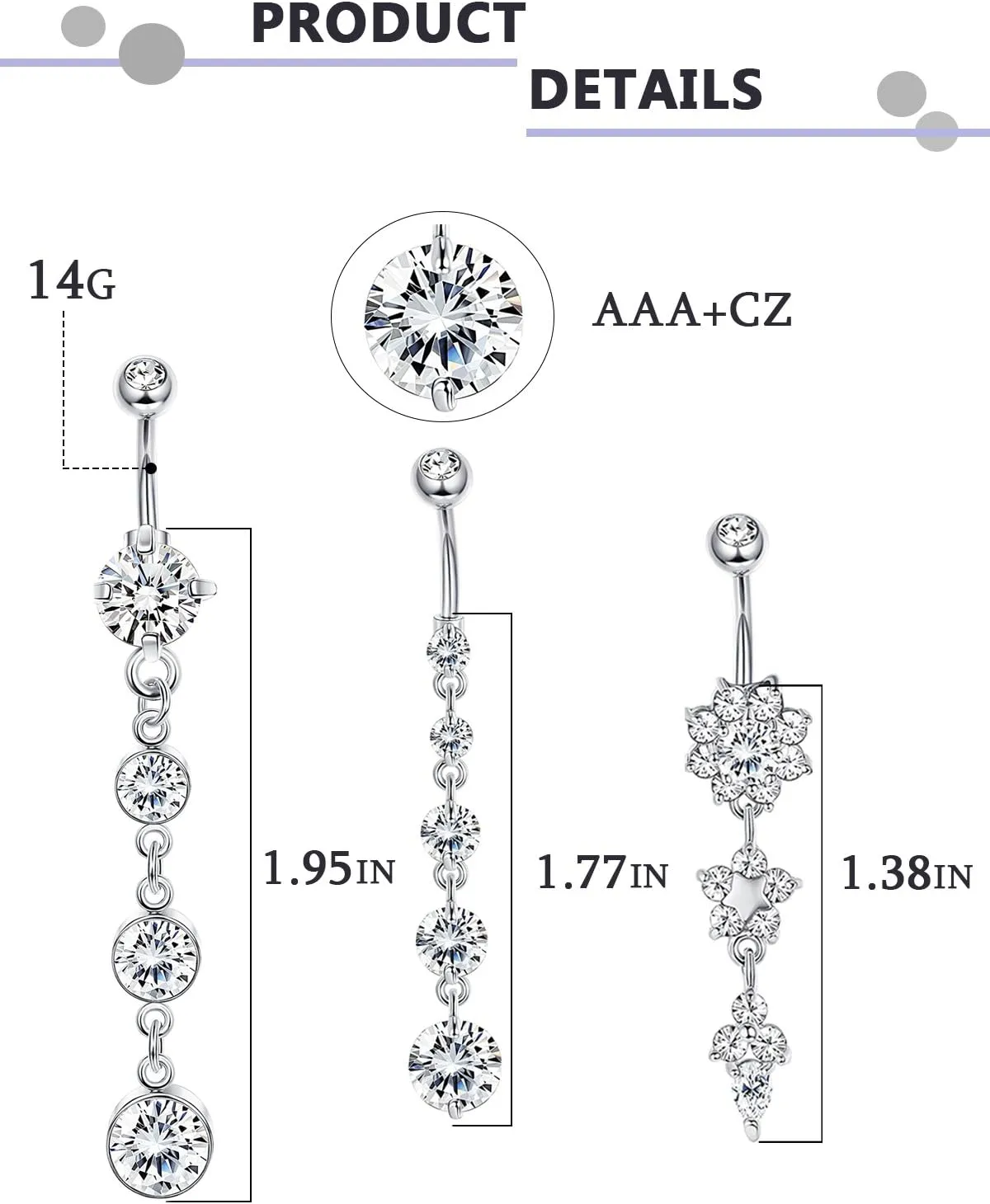 SEVENSTONE 10PCS Stainless Steel Belly Button Rings for Girls Women Navel Piercing Bars Body Jewelry