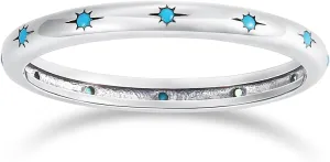 SHINYSO 925 Sterling Silver Ring Engagement Wedding Band with Blue Turquoise Stackable Rings for Her Size 4-10