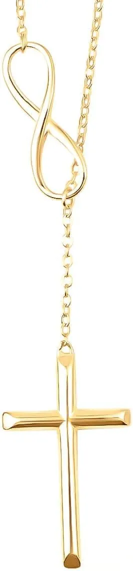 Shop LC Infinity Cross Lariat Necklace 925 Sterling Silver 18" Catholic Faith Christian Religious Birthday Jewelry Birthday Gifts for Women