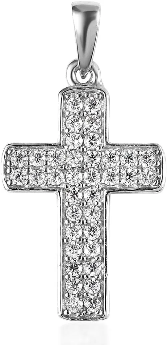 Shop LC Pink Cubic Zirconia CZ Rose Gold 18K Rose Gold Plated Cross Pendant Ct 0.82 Catholic Faith Christian Religious Birthday Jewelry Birthday Gifts for Women