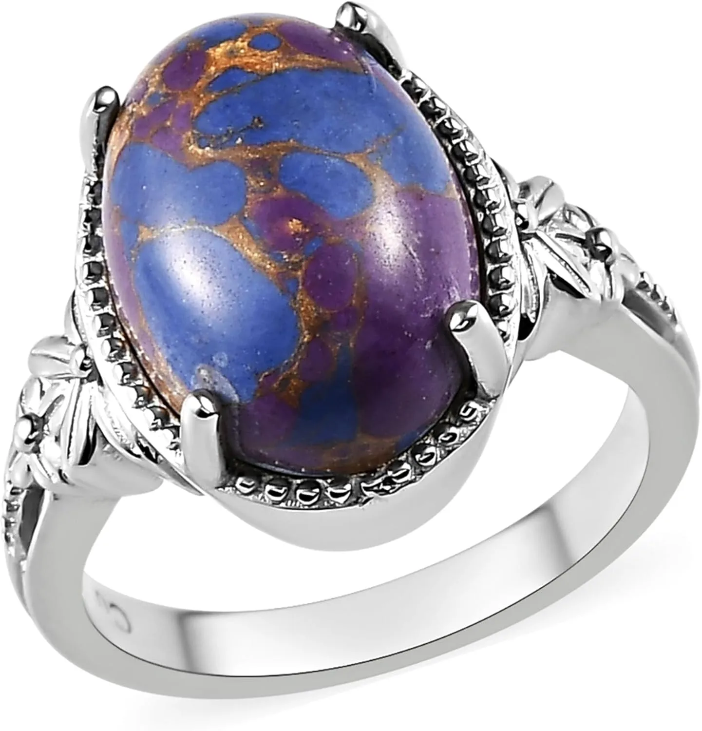 SHOP LC Purple Turquoise Ring Boho Western Solitaire Turquoise Rings for Women Platinum Plated Statement Jewelry Promise Ring Birthday Gifts