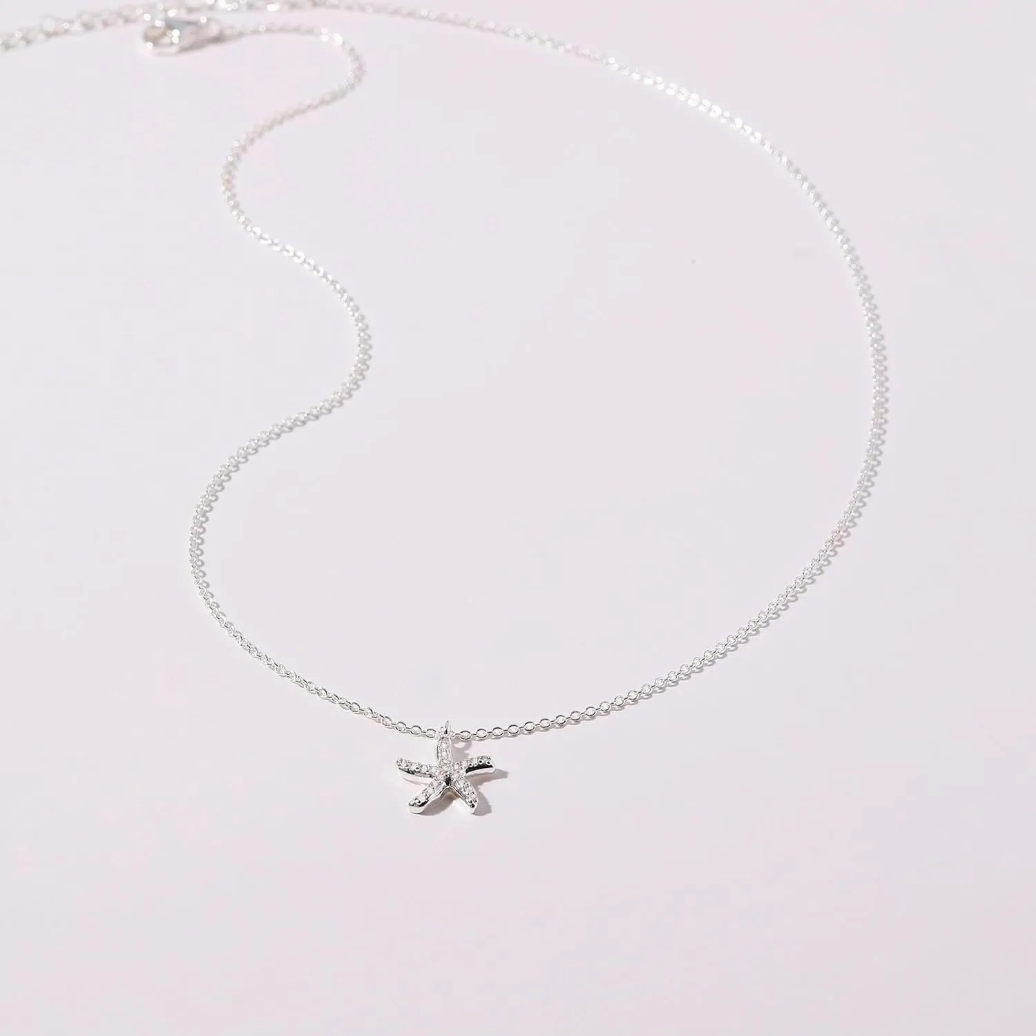 Silver Necklace for Women, 14K White Gold Plated Dainty Infinity Bead Star of David Starfish Sun Hummingbird Butterfly Flower Palm Tree Plane Sunflower Pendant Necklaces Simple Jewelry