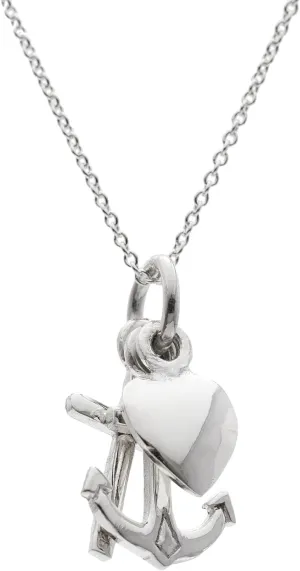 Silverly Women's 925 Sterling Silver Cross Heart Anchor 3 Charm Pendant Chain Necklace, 46cm