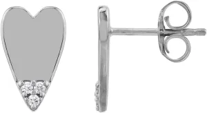 Silvershake White Gold Plated or Yellow Gold Plated 925 Sterling Silver Heart Casual Love Trendy Chic Stud Post Gemstone Earrings Jewelry for Women