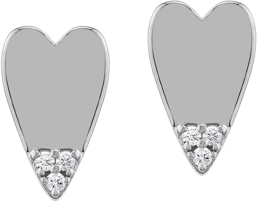 Silvershake White Gold Plated or Yellow Gold Plated 925 Sterling Silver Heart Casual Love Trendy Chic Stud Post Gemstone Earrings Jewelry for Women