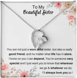 Sisters Gifts From Sister Interlocking Necklaces For 2 Big Sister and Little Sister Happy Birthday Present For Women Jewelry Best Sister with Message Card and Gift Box
