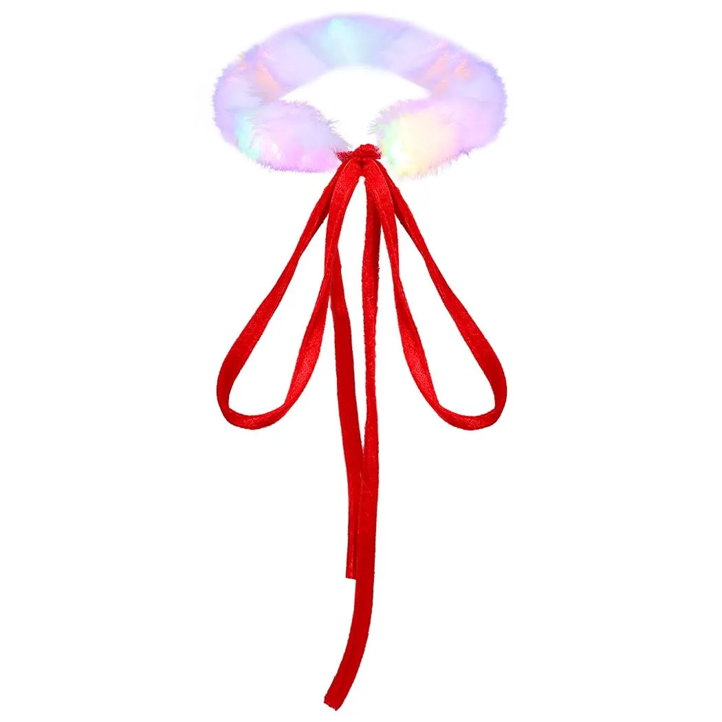 Sixexey Light Up Christmas Choker Necklace LED Xmas Fluffy Necklaces Christmas Costume Accessories for Women