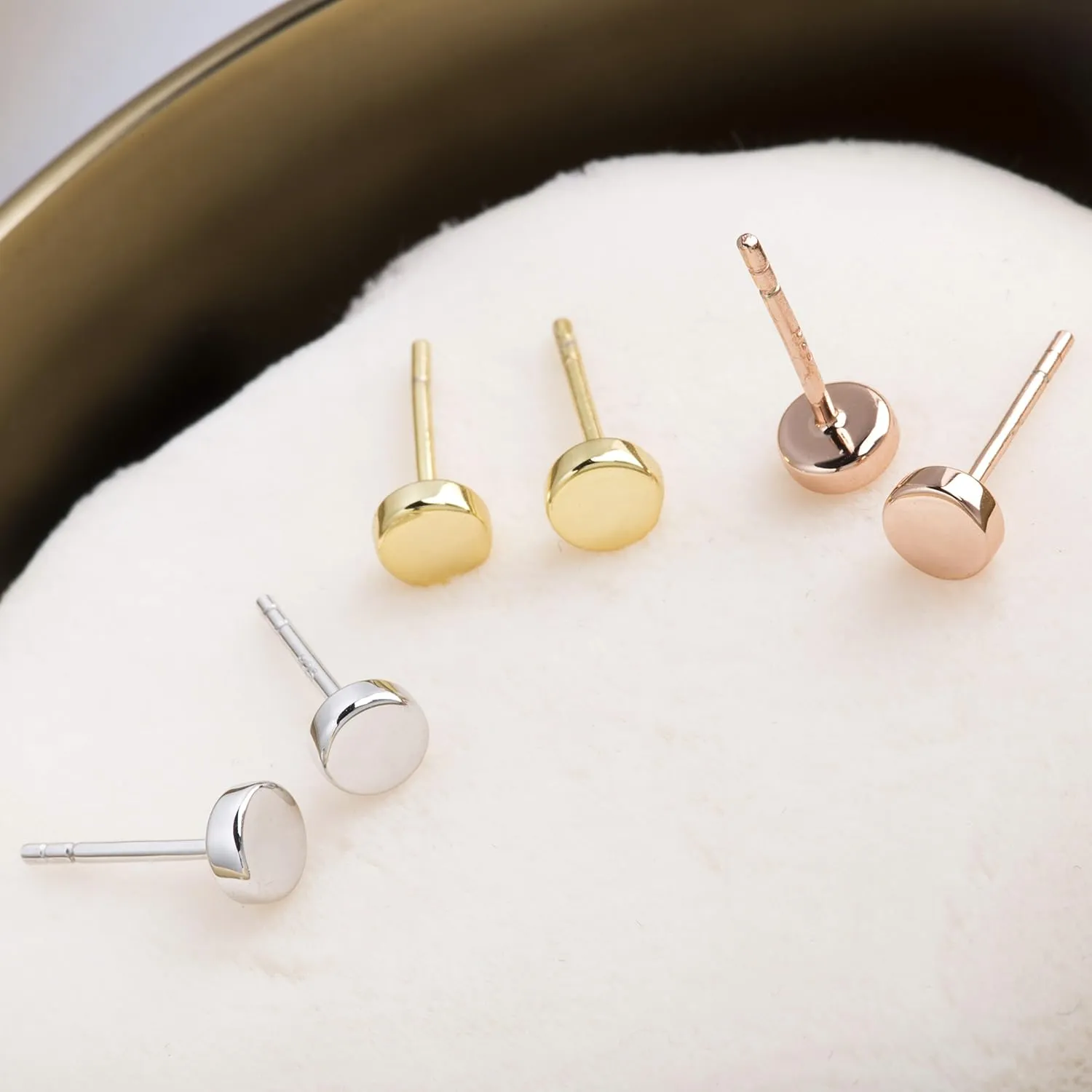 S.Leaf Sterling Silver Stud Earrings for Women Gold Plated Tiny Dot Disc Star Coin Earrings Small Round Tiny Earrings Dainty Simple Earrings for Women