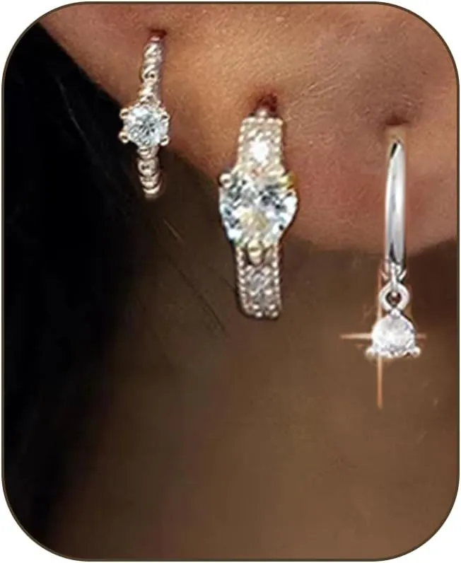 Small Gold Hoop Earrings for Women Dainty Gold Plated Huggie Cartilage Earring Stack Set for Multiple Piercings Hypoallergenic Gold Earrings for Women 3 Pairs