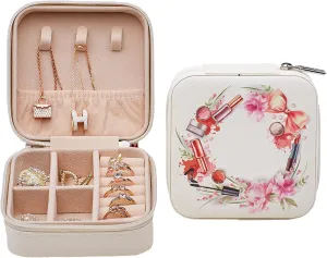 Small Jewelry Box, travel jewelry organizer,travel jewelry organizer,for Ring, Earrings, Bracelet, Earring, Organizer Storage Boxes,graduation gifts for girls (White)