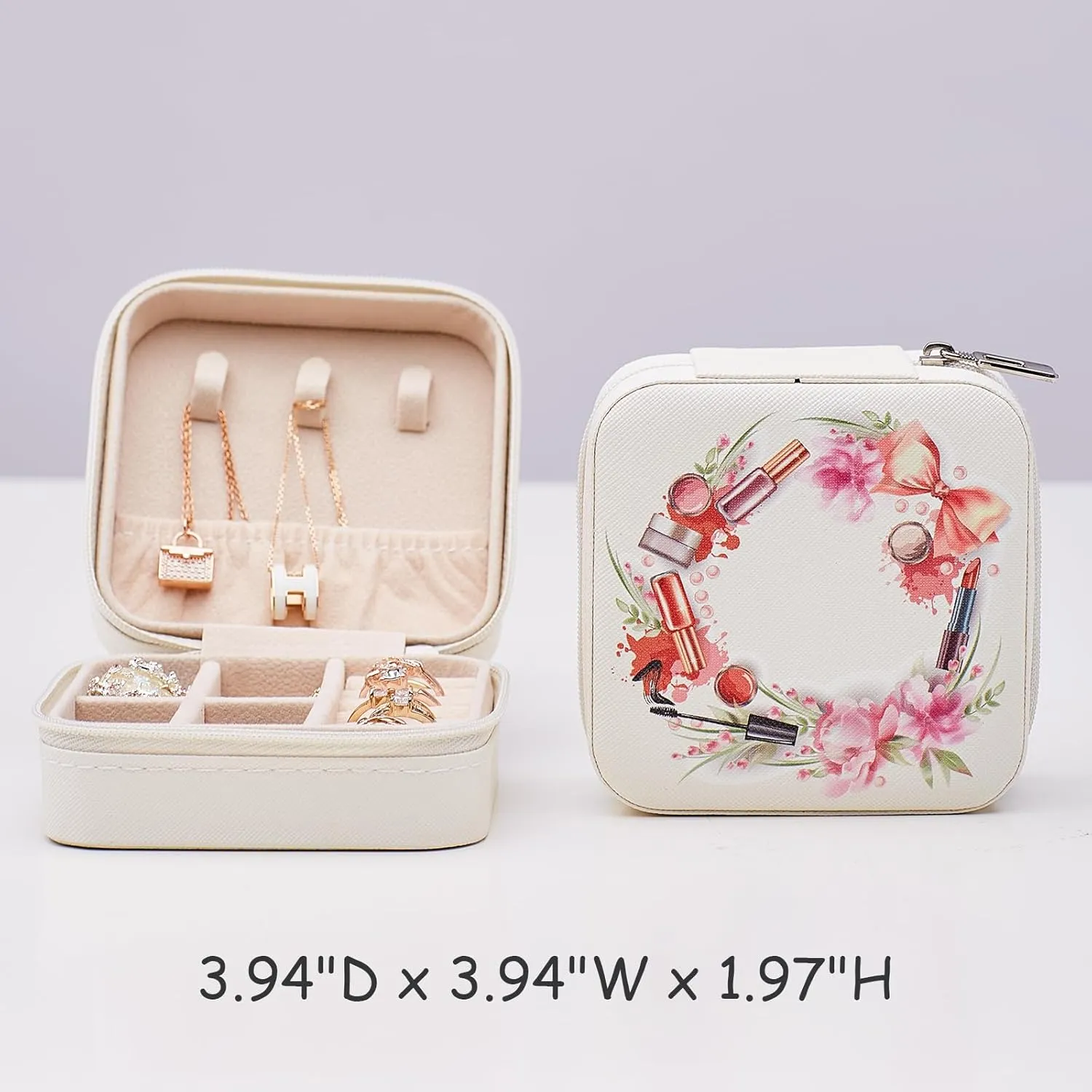 Small Jewelry Box, travel jewelry organizer,travel jewelry organizer,for Ring, Earrings, Bracelet, Earring, Organizer Storage Boxes,graduation gifts for girls (White)