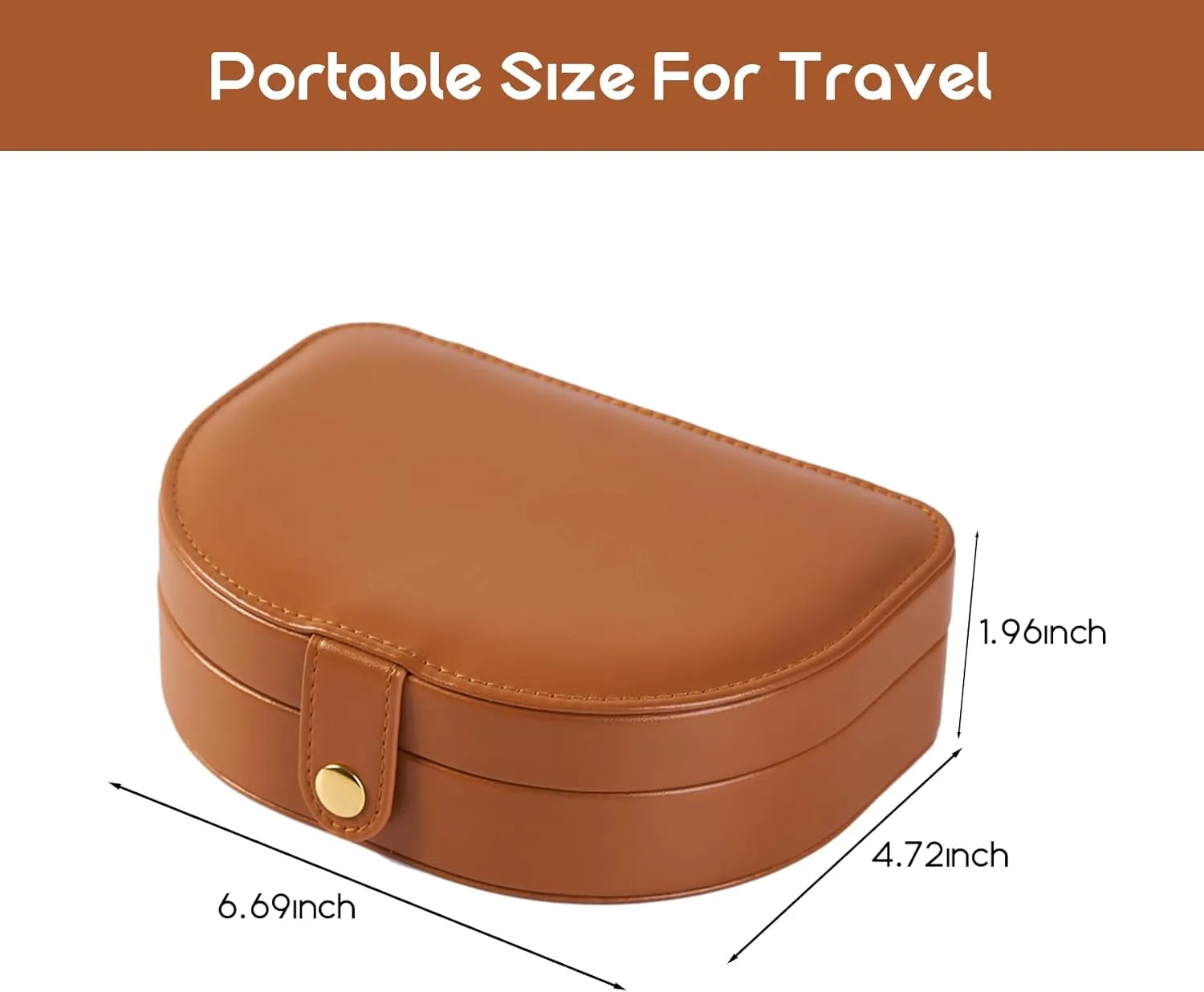 Small Travel Jewelry Box, Leather Waterproof Jewelry Case for Women, Removable Large Capacity Jewelry Organizer, Store Necklaces, Earrings, Rings, Gifts for Women and Girls,2 Layers brown