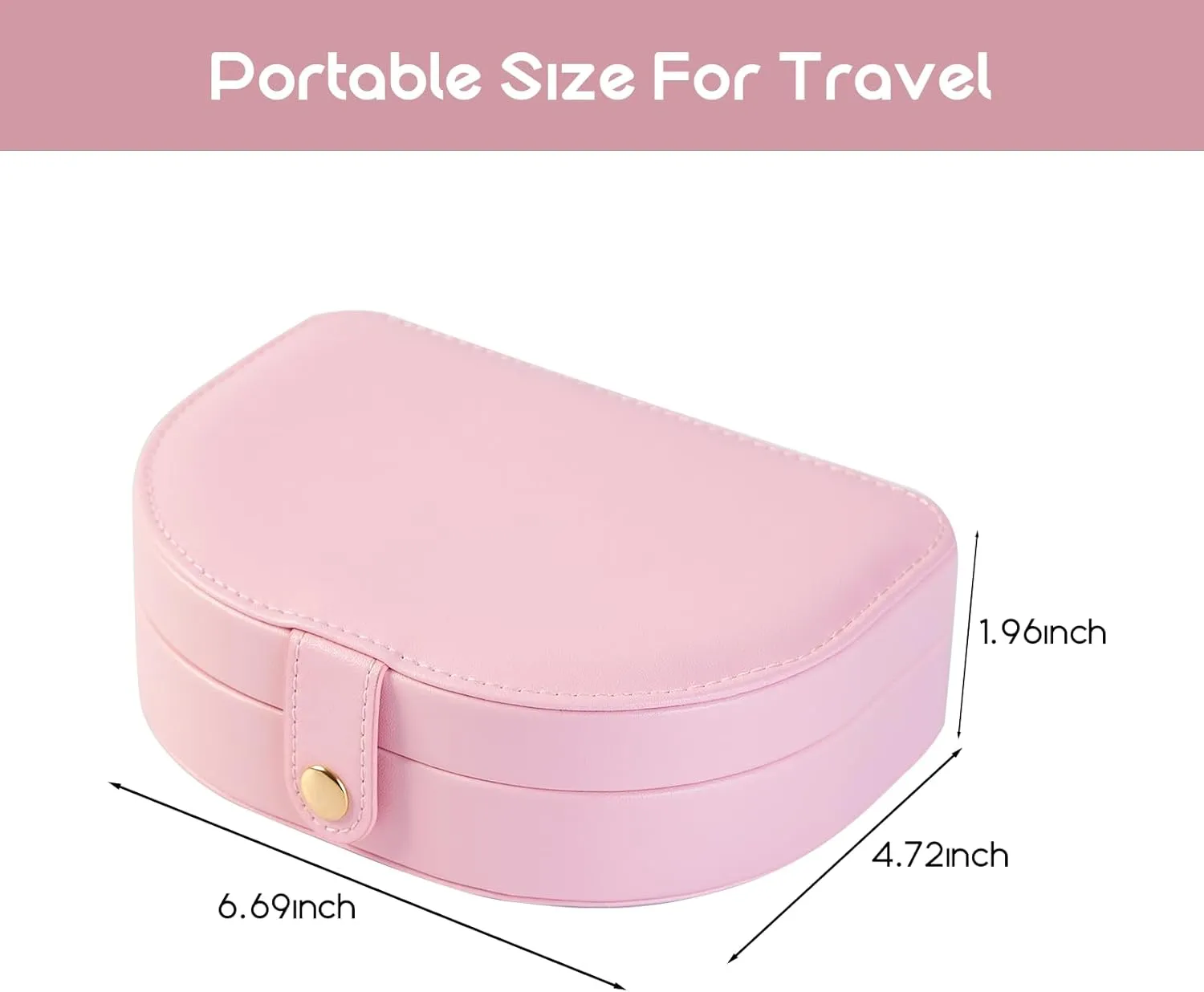 Small Travel Jewelry Box, Leather Waterproof Jewelry Case for Women, Removable Large Capacity Jewelry Organizer, Store Necklaces, Earrings, Rings, Gifts for Women and Girls,2 Layers pink