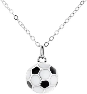 Soccer Ball Pendant Necklace 925 Sterling Silver for Women Fashion Round Ball Charm Necklace Football Sport Choker Necklaces Trendy Sport Fan Jewelry