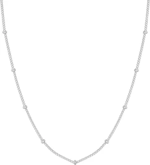 Solid 925 Sterling Silver Ball Satellite Chain Necklace - Nice Petite Minimalist Dainty Tiny Chain Jewelry Gift for Women - 16 to 18 Inches Length and 1.8MM Wide