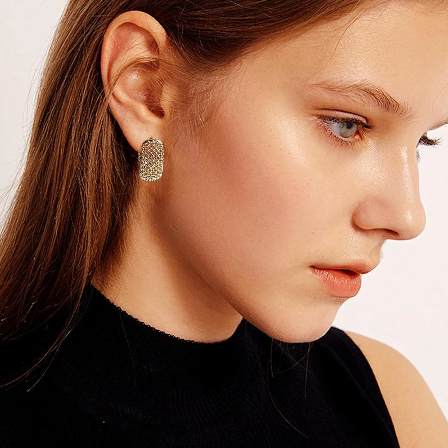 Sonateomber Gold Hoop Earrings for Women, Trendy Statement Rhinestone Hypoallergenic Huggie Earing Wedding Prom Fashion Jewelry Gift