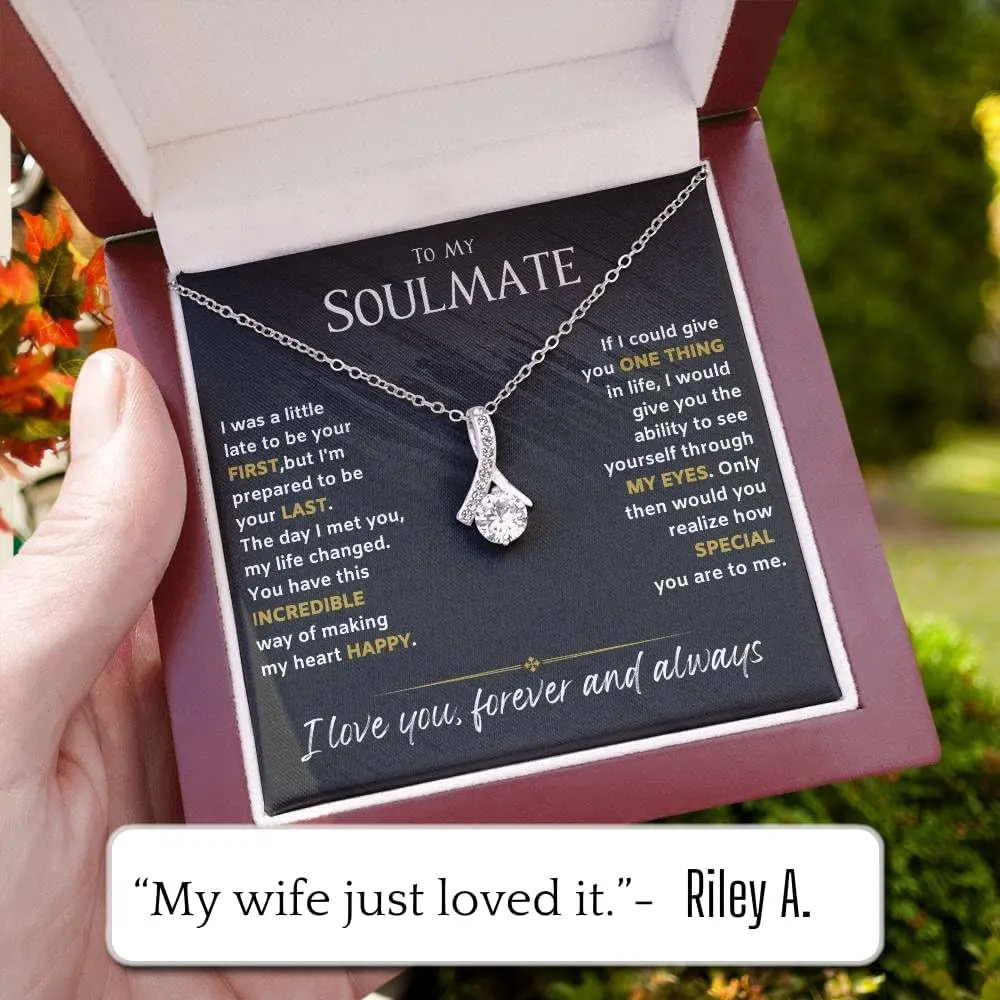 Soulmate Necklace for Her, To My Sole Mate Necklace, Wife Jewelry from Husband, Mothers day, Birthday, Soulmate Jewelry Gift, 14K Pendant with Message Card
