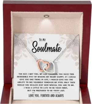 Soulmate Necklace for Her, To My Sole Mate Necklace, Wife Jewelry from Husband, Mothers day, Birthday, Soulmate Jewelry Gift, 14K Pendant with Message Card