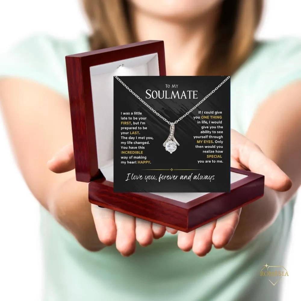 Soulmate Necklace for Her, To My Sole Mate Necklace, Wife Jewelry from Husband, Mothers day, Birthday, Soulmate Jewelry Gift, 14K Pendant with Message Card