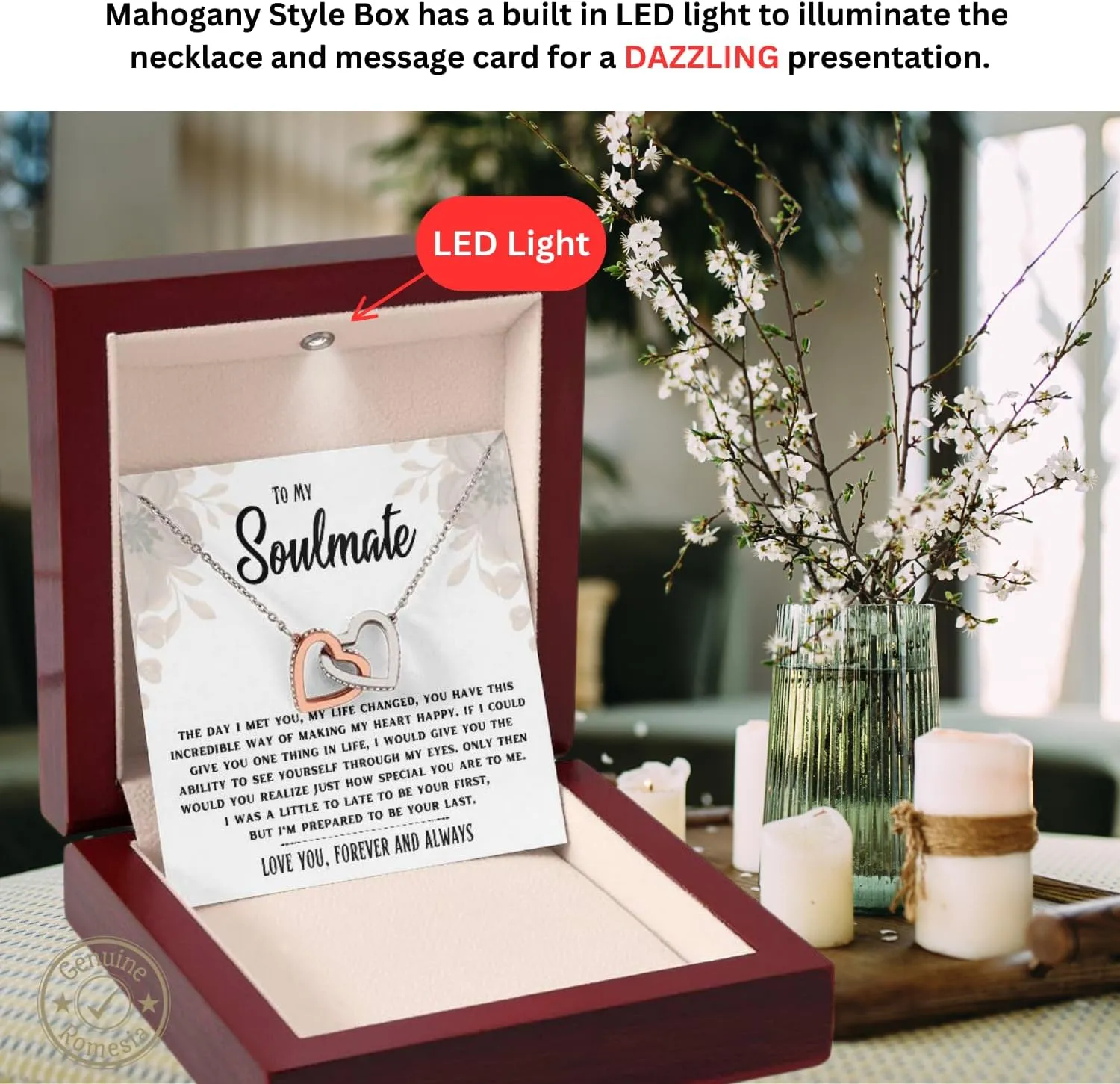 Soulmate Necklace for Her, To My Sole Mate Necklace, Wife Jewelry from Husband, Mothers day, Birthday, Soulmate Jewelry Gift, 14K Pendant with Message Card