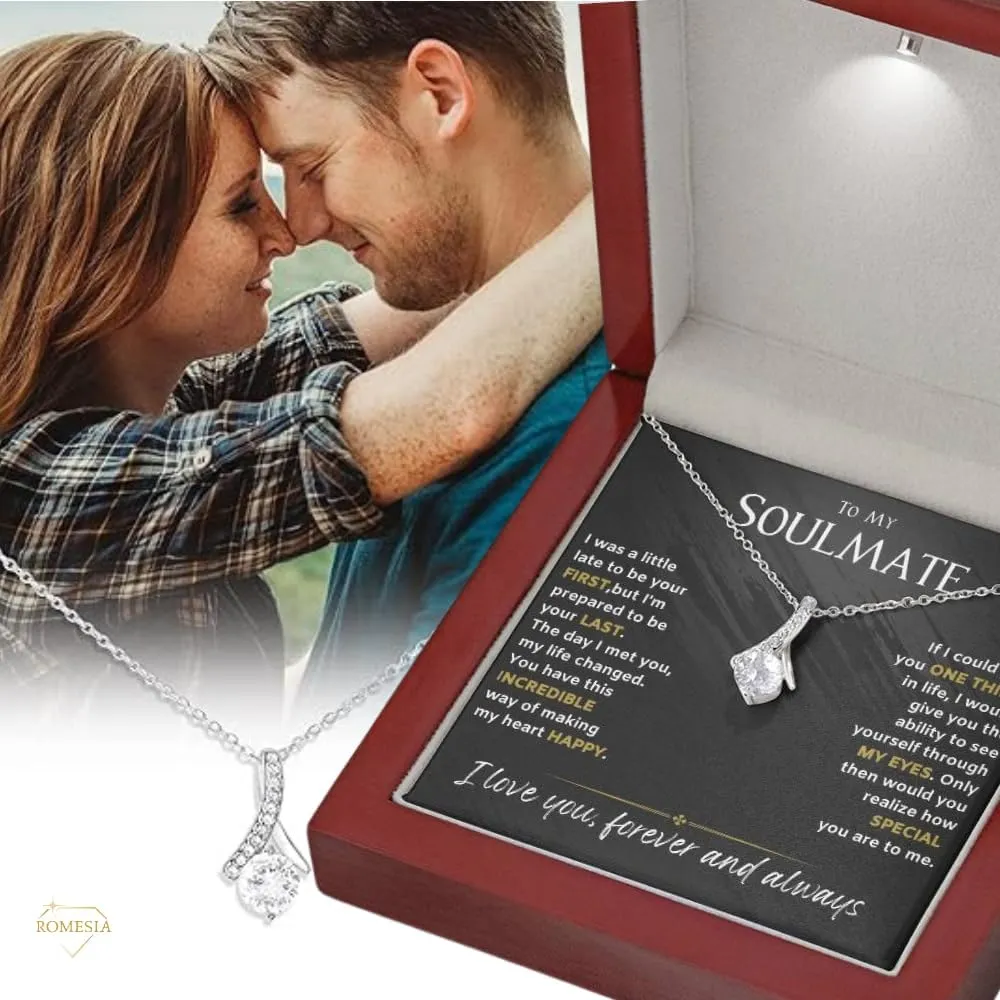 Soulmate Necklace for Her, To My Sole Mate Necklace, Wife Jewelry from Husband, Mothers day, Birthday, Soulmate Jewelry Gift, 14K Pendant with Message Card