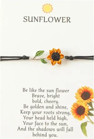 Soyzvteo Sunflower Promise Bracelets Sunflower Friendship Bracelet Long Distance Best Friend Matching Couple Gift Handmade Sunflower Bracelets for Women Teen Girls