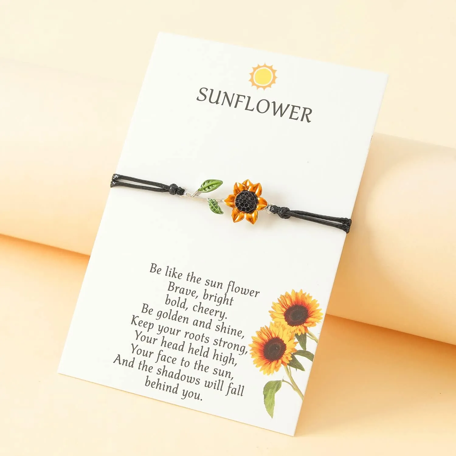 Soyzvteo Sunflower Promise Bracelets Sunflower Friendship Bracelet Long Distance Best Friend Matching Couple Gift Handmade Sunflower Bracelets for Women Teen Girls