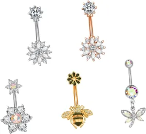 Sparkling Zircon Belly Button Ring Fashion Navel Ring Body Jewelry for Women